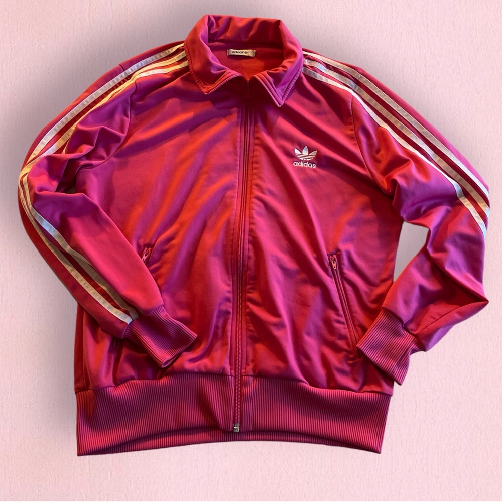 Vintage Adidas Track Jacket - Barbie Pink Size L